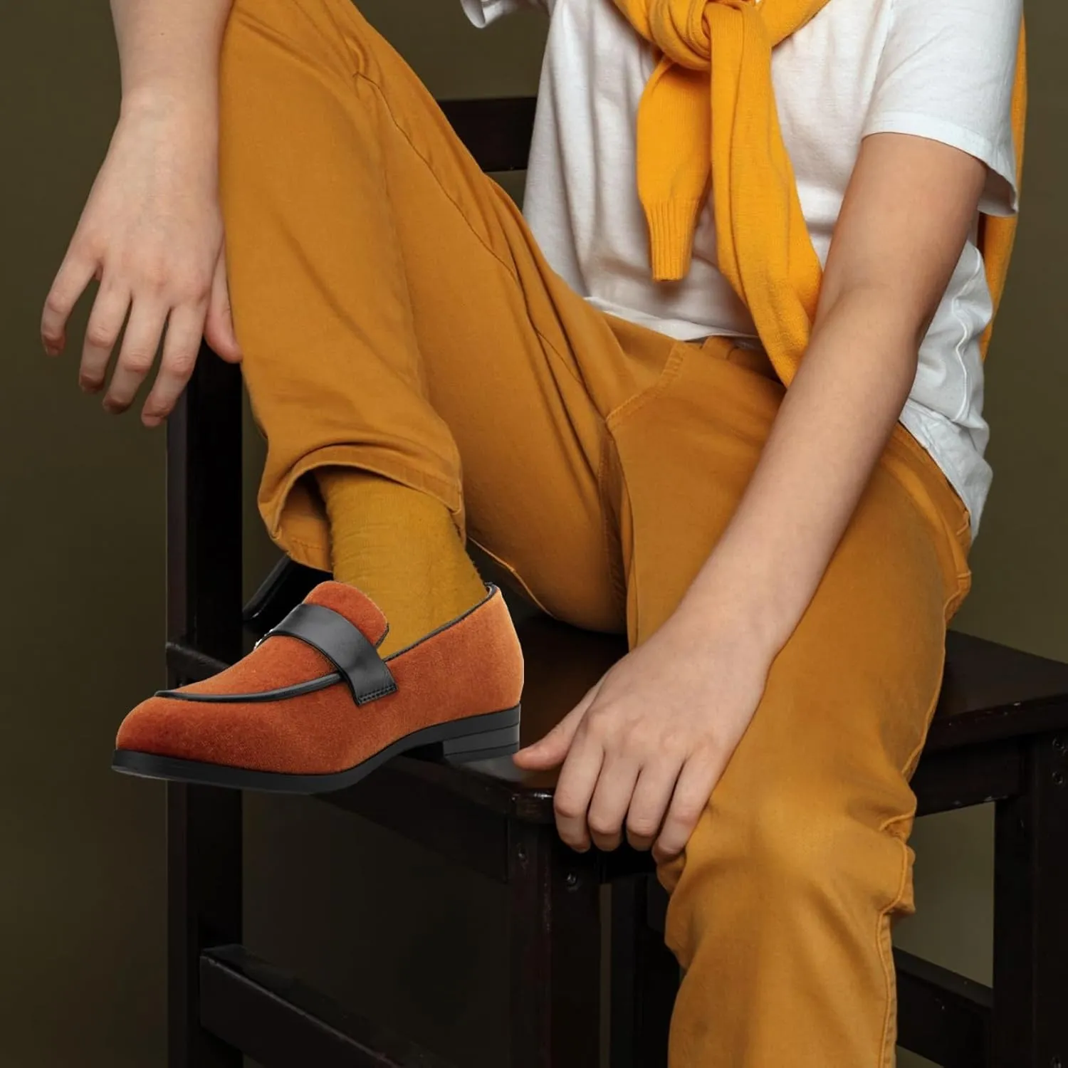 JITAI Boys Dress Loafers for Weddings & School, Breathable Slip-On Leather Tuxedo Shoes, Toddler to Preteen