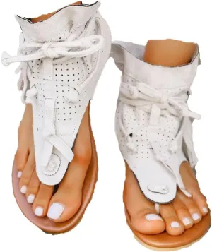 JITUUE Women's Flat Sandals Retro Bohemian Gladiator Fringe Tassel Sandal Ankle Boots Summer Casual Flat Clip Comfortable T-Strap Roman Beach Shoes