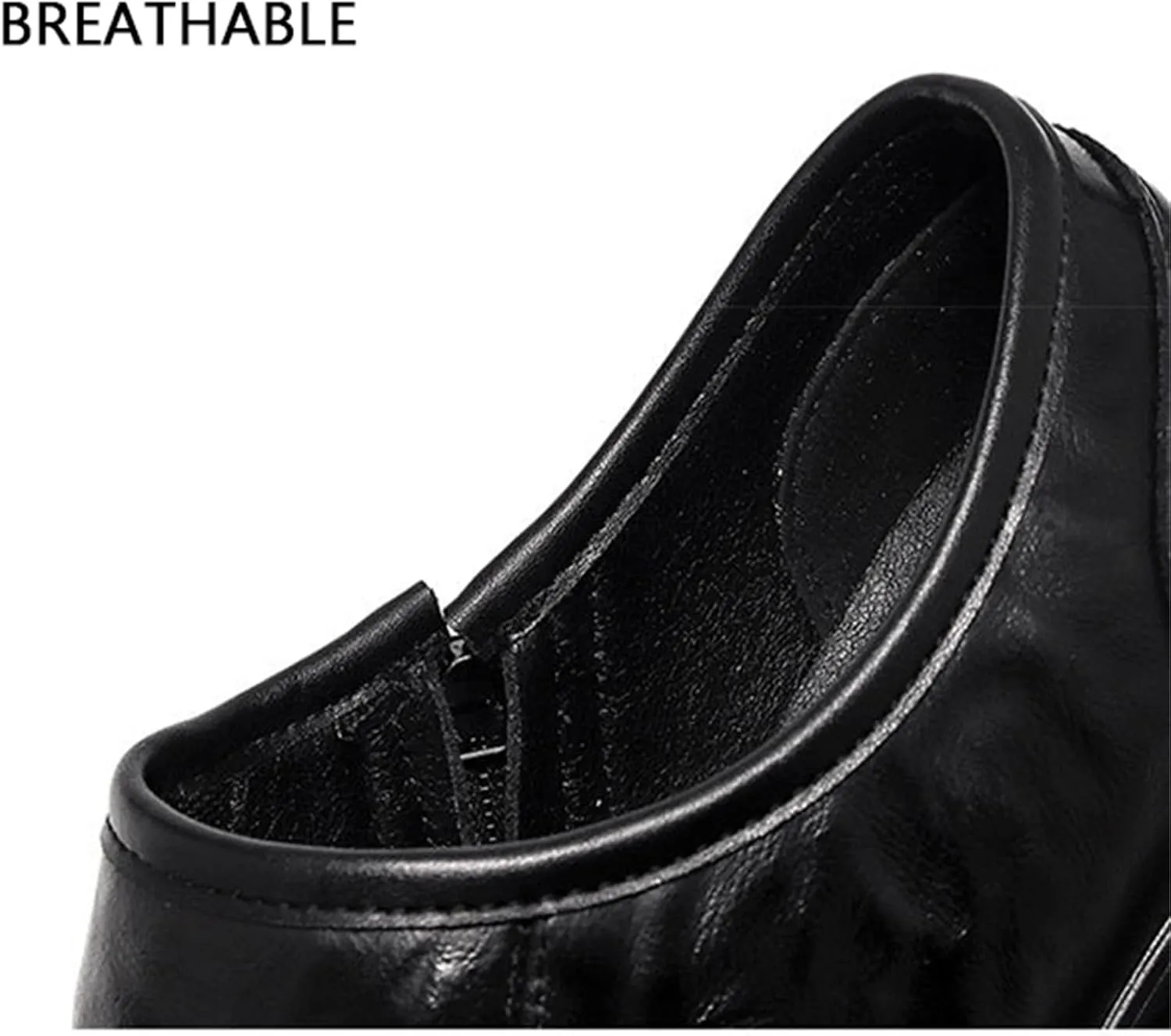 JiuQing Men's Dress Shoes with Side Zip Casual Business Shoes Slip-On Loafers Formal Shoes