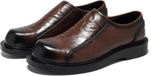 JiuQing Men's Dress Shoes with Side Zip Casual Business Shoes Slip-On Loafers Formal Shoes