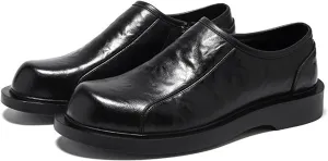 JiuQing Men's Dress Shoes with Side Zip Casual Business Shoes Slip-On Loafers Formal Shoes
