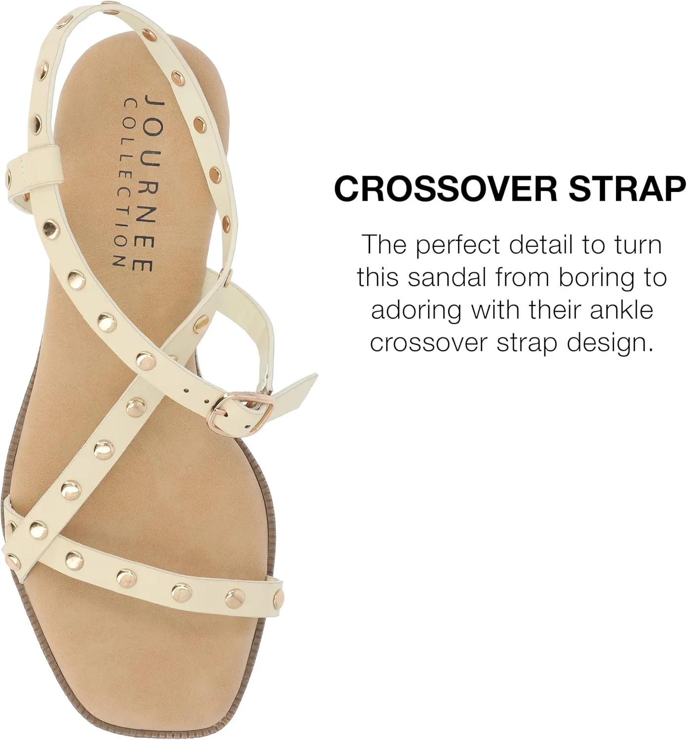 Journee Collection Womens Lindsay Faux Leather Studded Slingback Sandals