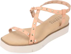 Journee Collection Womens Lindsay Faux Leather Studded Slingback Sandals