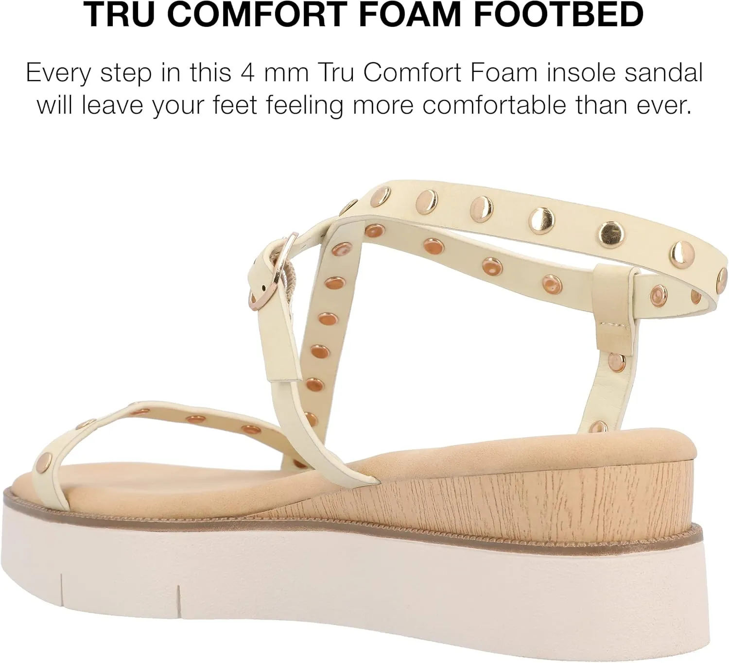 Journee Collection Womens Lindsay Faux Leather Studded Slingback Sandals