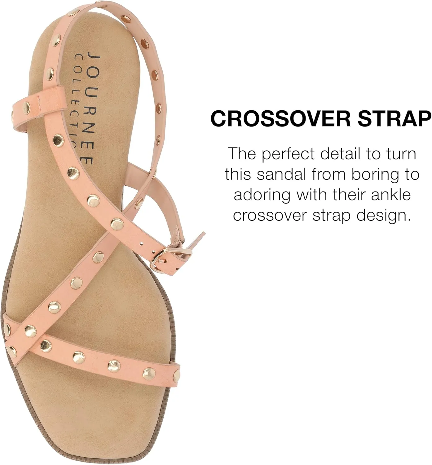 Journee Collection Womens Lindsay Faux Leather Studded Slingback Sandals