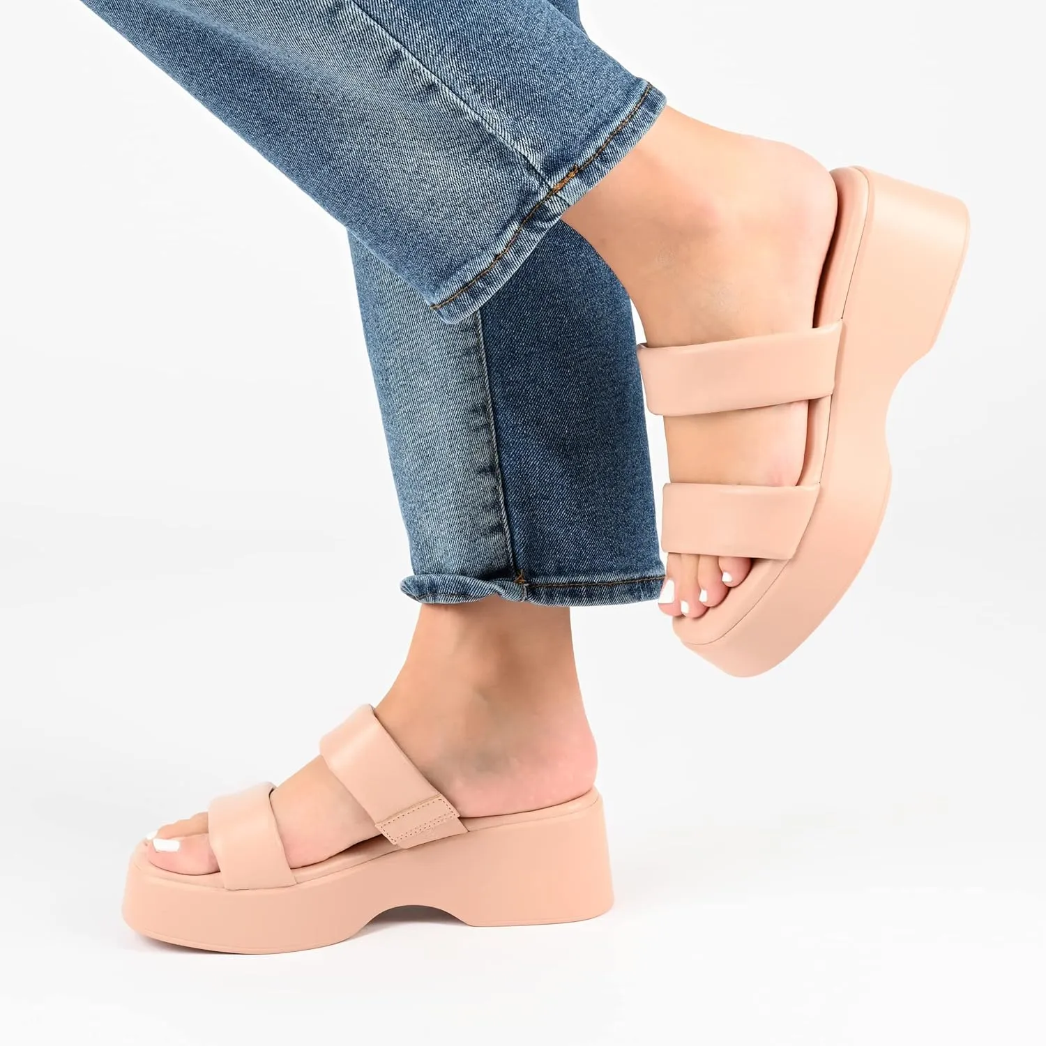 Journee Womens Veradie Tru Comfort Foam Slip On Platform Sandals