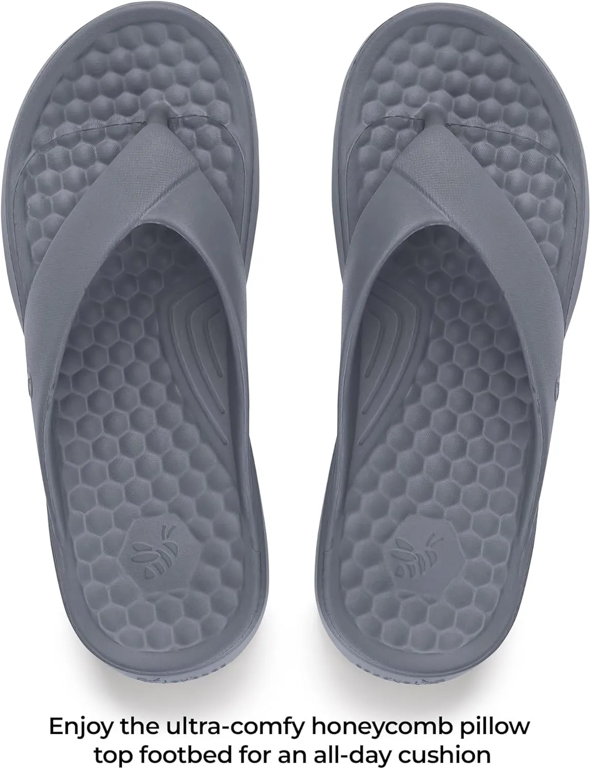 Joybees Mens Casual Flip Flops, Comfortable Thong Sandals with Arch Support for Beach and Pool, Water Friendly