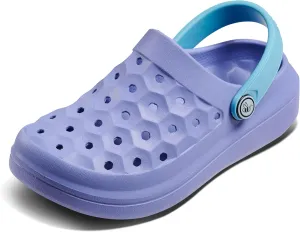 Joybees Varsity Clogs for Girls and Boys, Water Shoes for Kids, Water Resistant Beach Pool Slip On, Blue Iris/Sky Blue, Junior 4