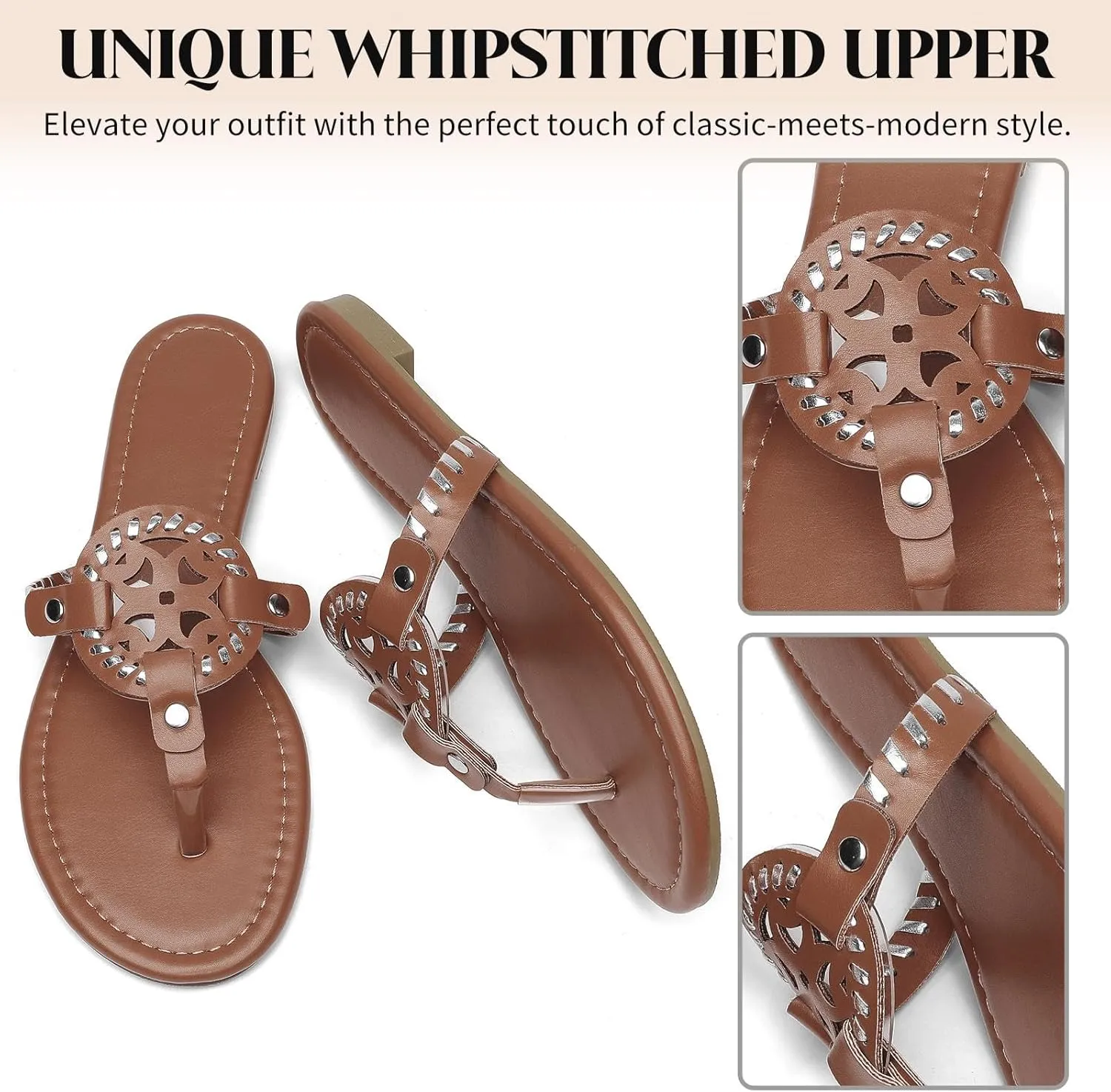 katliu Women's Flat Sandals Flip Flop Thong Sandals Cute Dressy Sandals