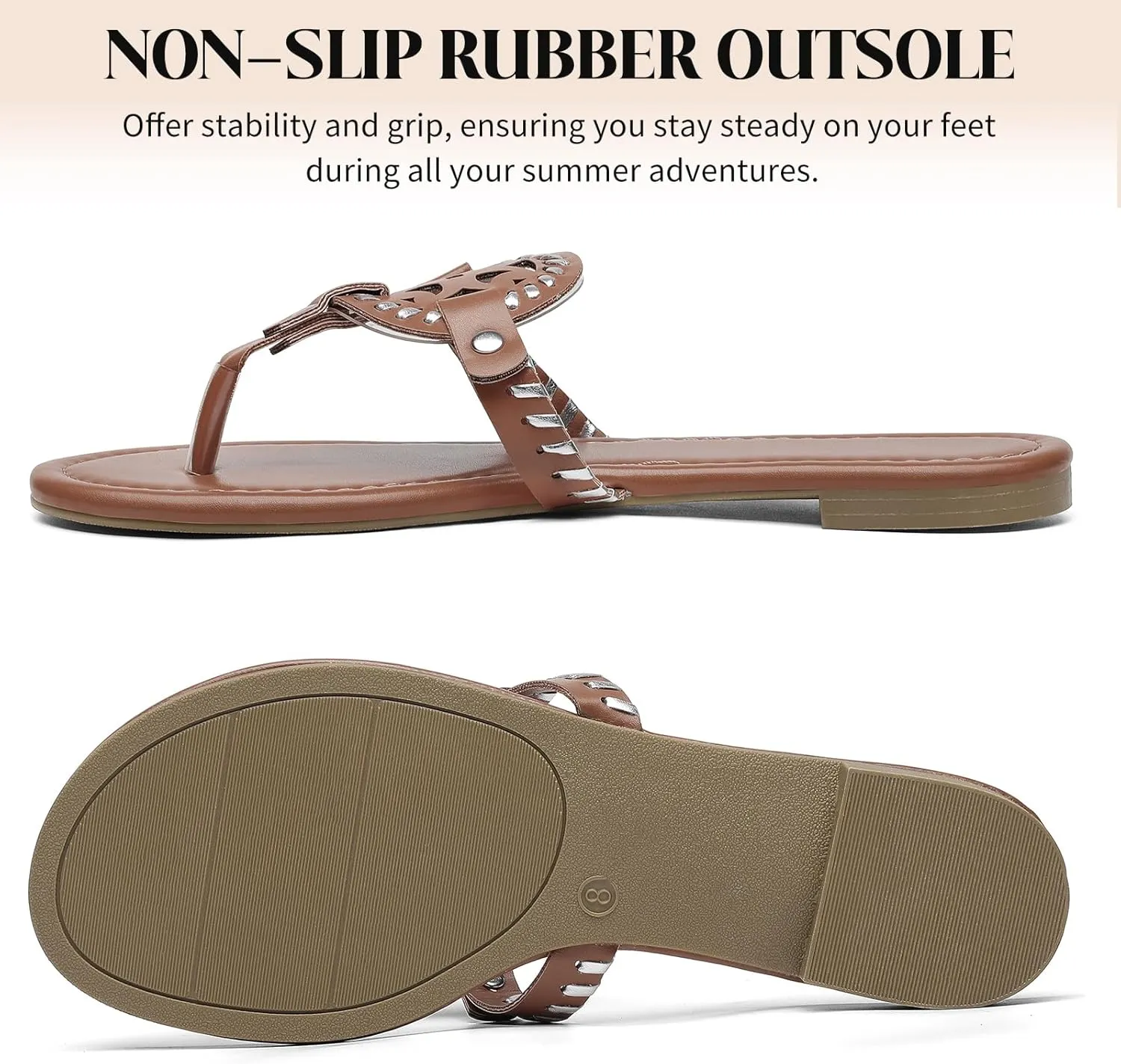 katliu Women's Flat Sandals Flip Flop Thong Sandals Cute Dressy Sandals