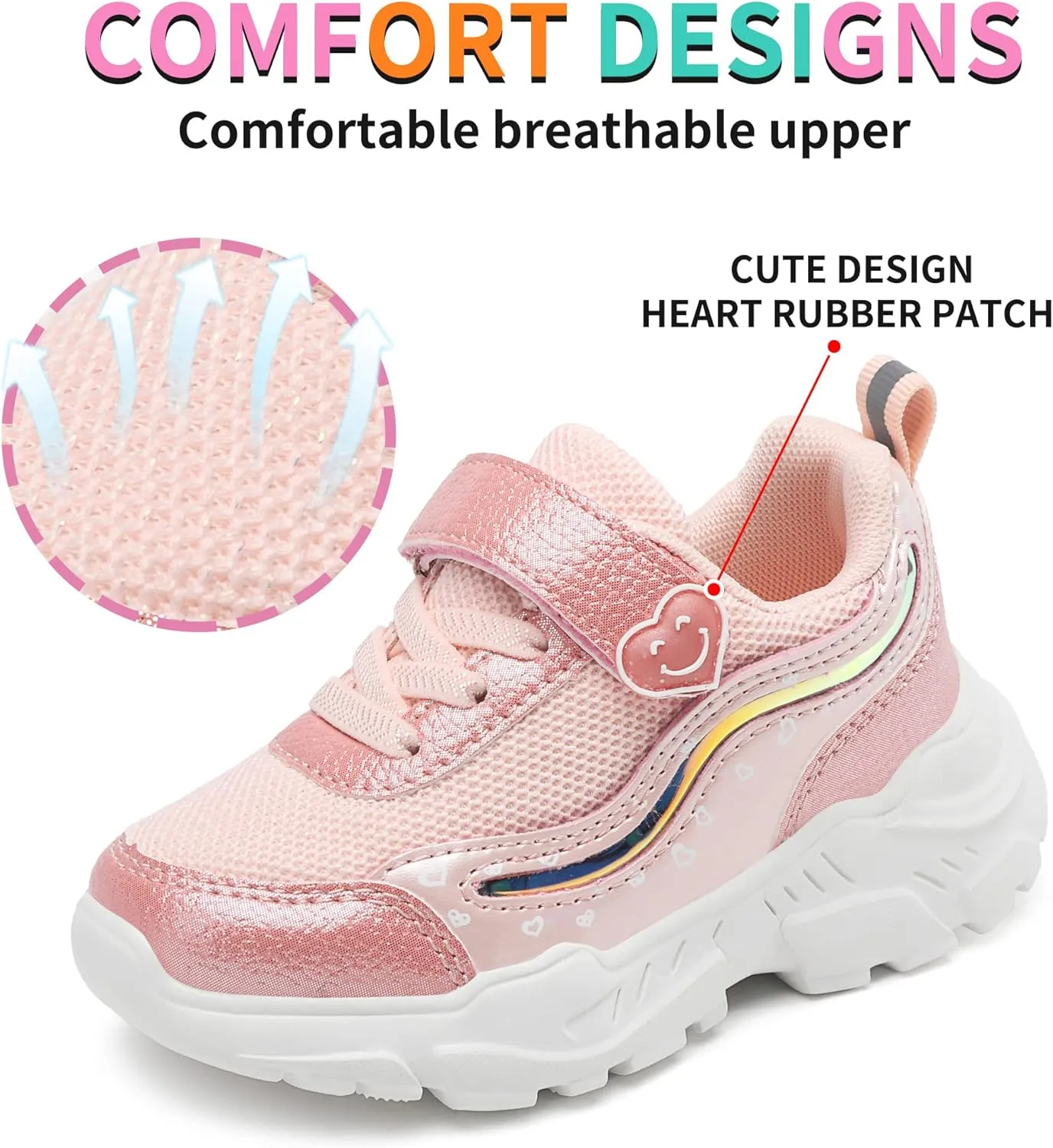Kids LED Light Up Sneakers Breathable Sport Casual Girls Boys Shoes Adjustable Strap Flashing for Toddler/Little Kid