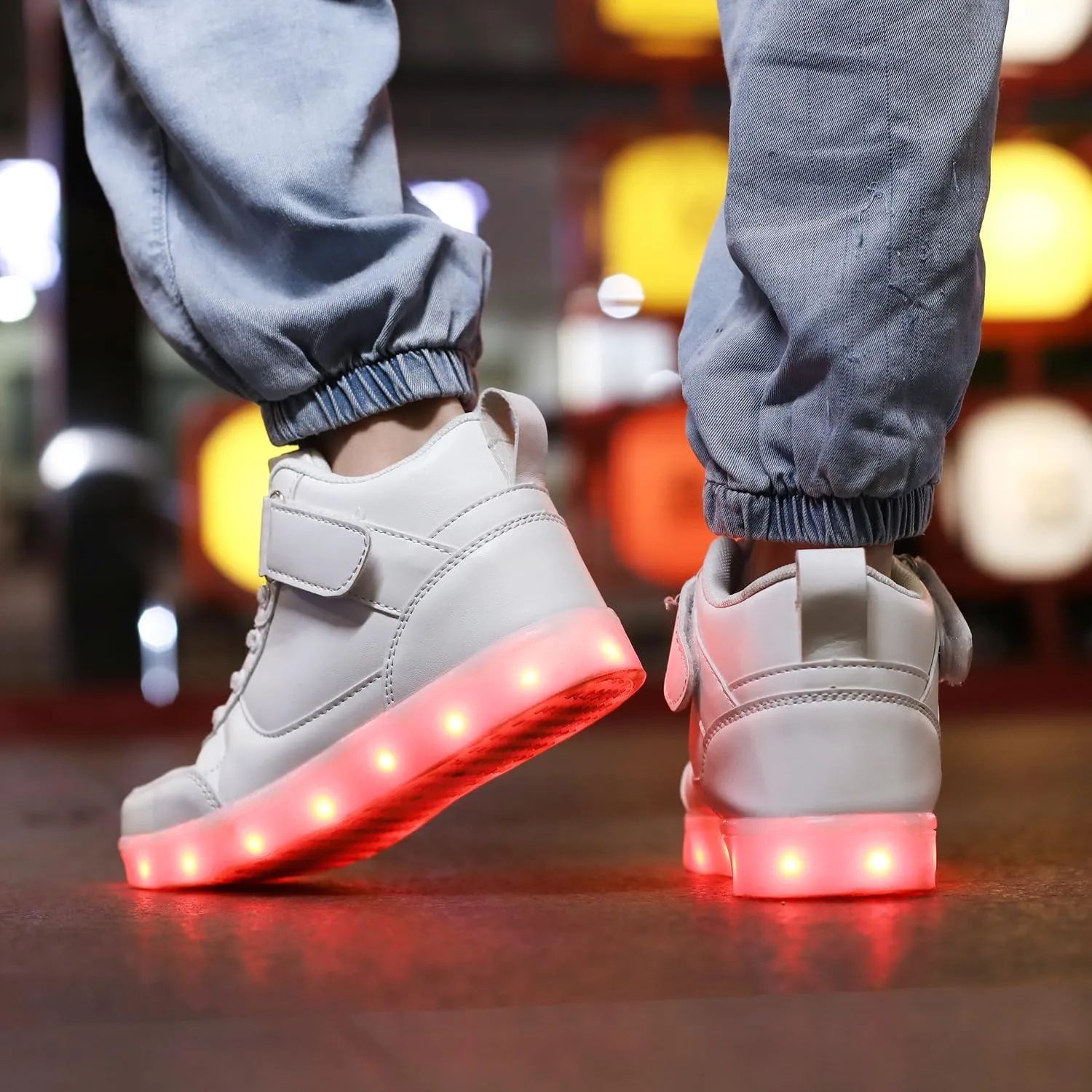 Kids Light Up Shoes LED Sneakers High Top USB Charging Flashing Trainers for Child Girls Boys