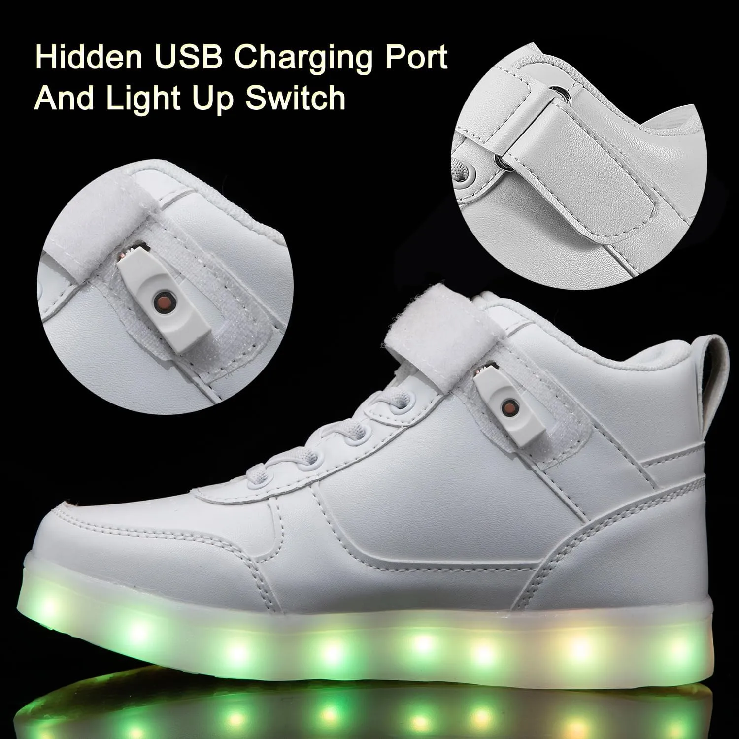 Kids Light Up Shoes LED Sneakers High Top USB Charging Flashing Trainers for Child Girls Boys