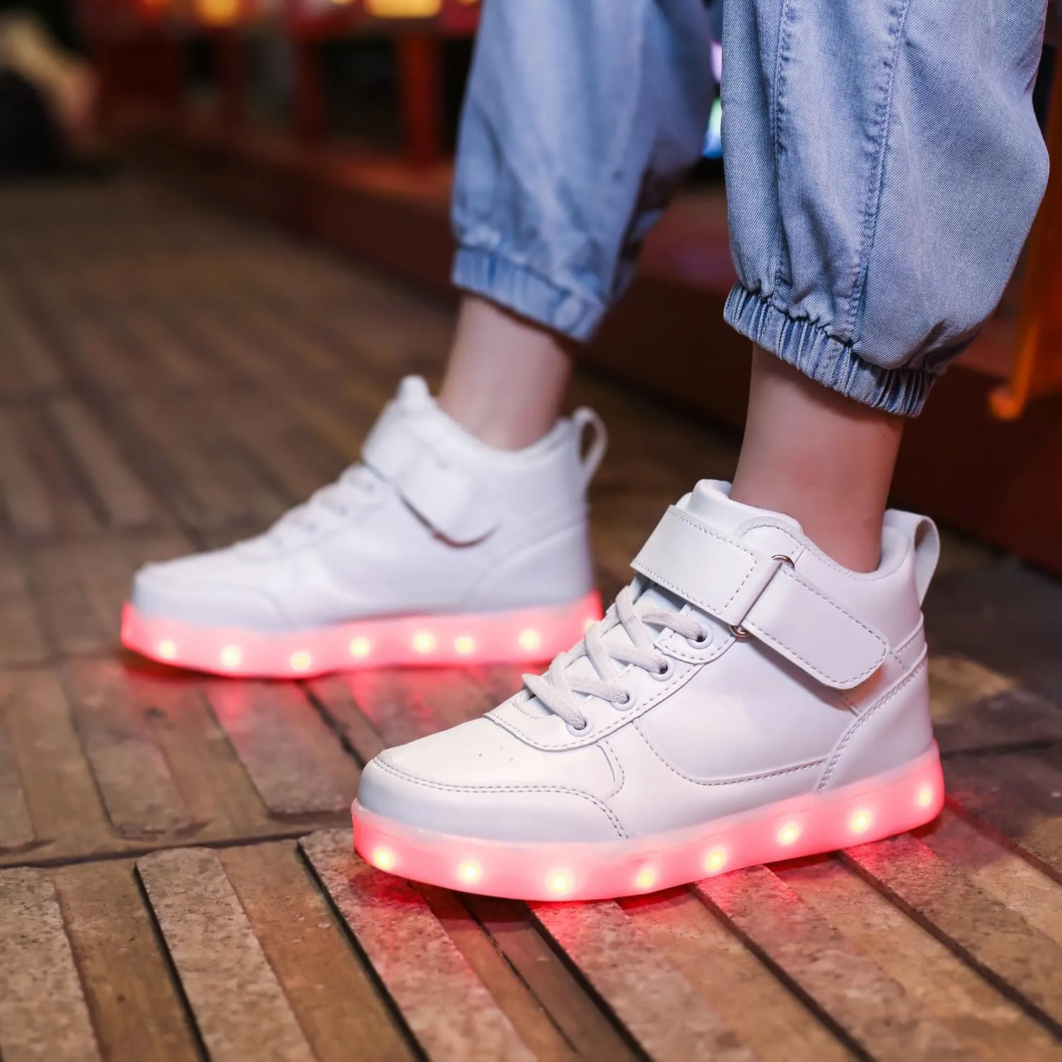Kids Light Up Shoes LED Sneakers High Top USB Charging Flashing Trainers for Child Girls Boys