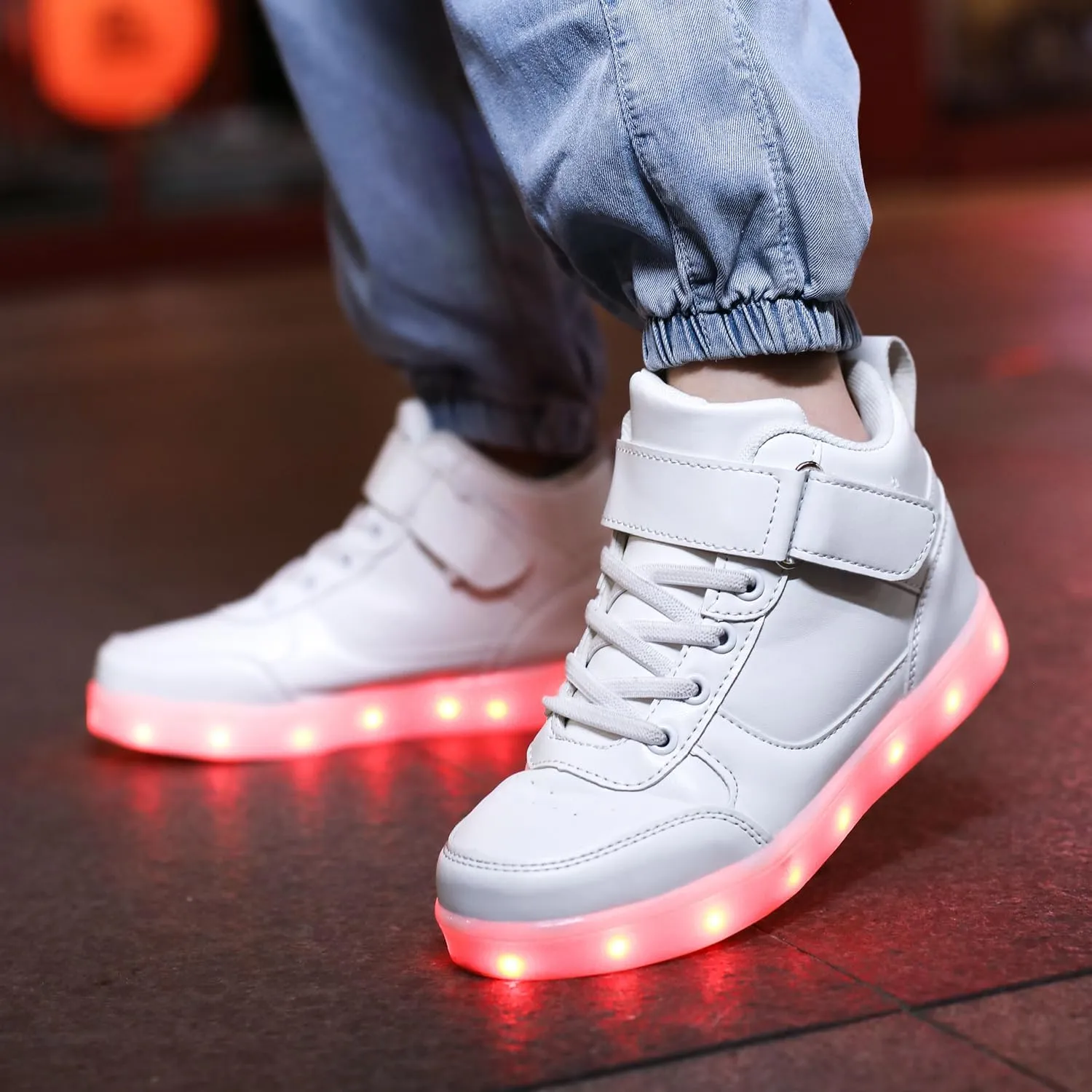 Kids Light Up Shoes LED Sneakers High Top USB Charging Flashing Trainers for Child Girls Boys