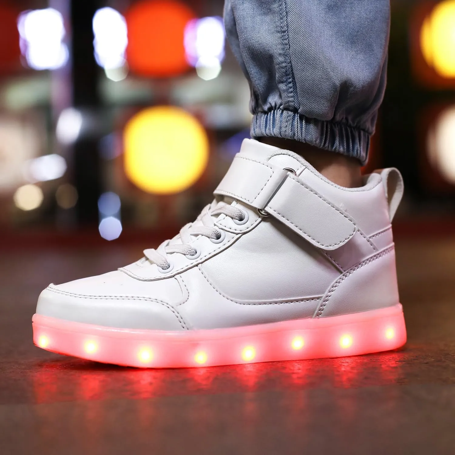 Kids Light Up Shoes LED Sneakers High Top USB Charging Flashing Trainers for Child Girls Boys