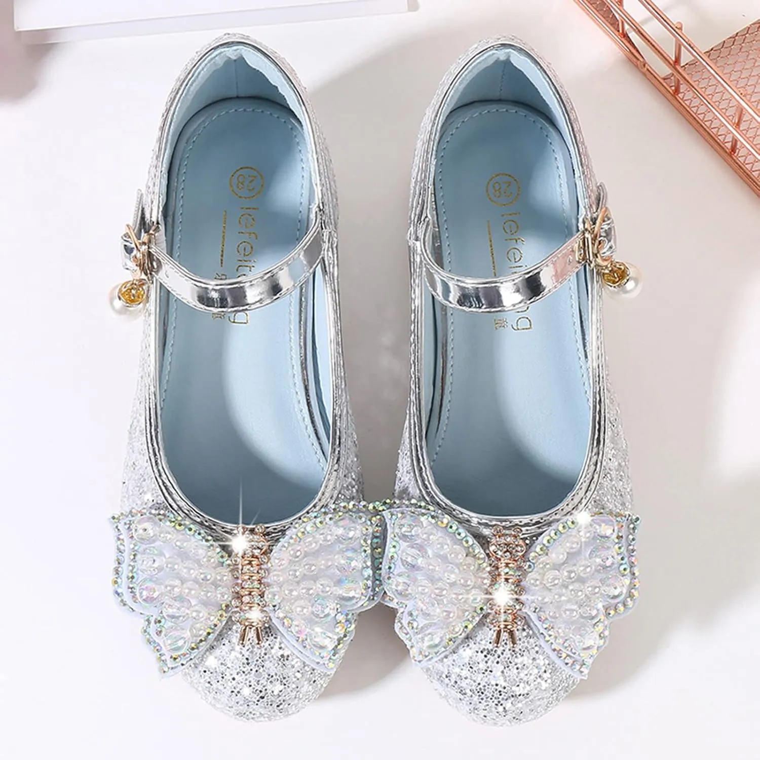 Kids Moccasins Slippers Toddler Little Kid Girls Dress Pumps Glitter Sequins Princess Toddler Shoes Size 7