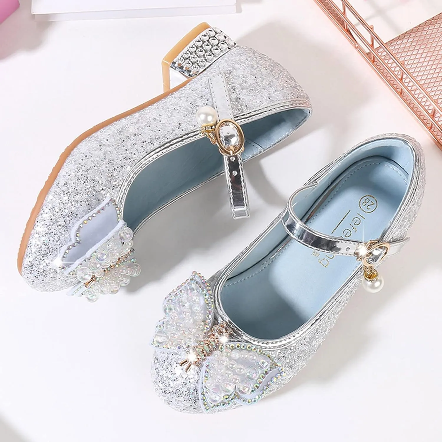 Kids Moccasins Slippers Toddler Little Kid Girls Dress Pumps Glitter Sequins Princess Toddler Shoes Size 7