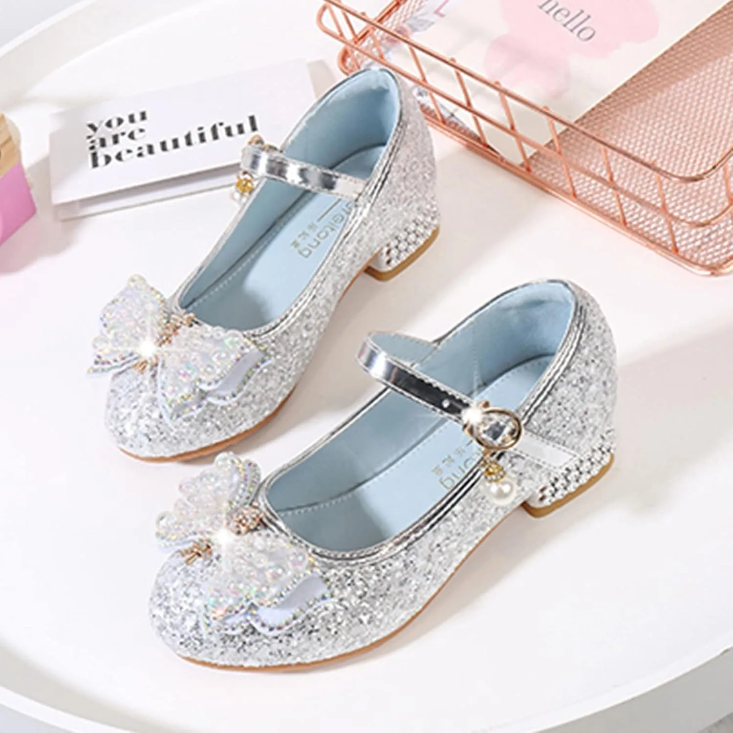 Kids Moccasins Slippers Toddler Little Kid Girls Dress Pumps Glitter Sequins Princess Toddler Shoes Size 7