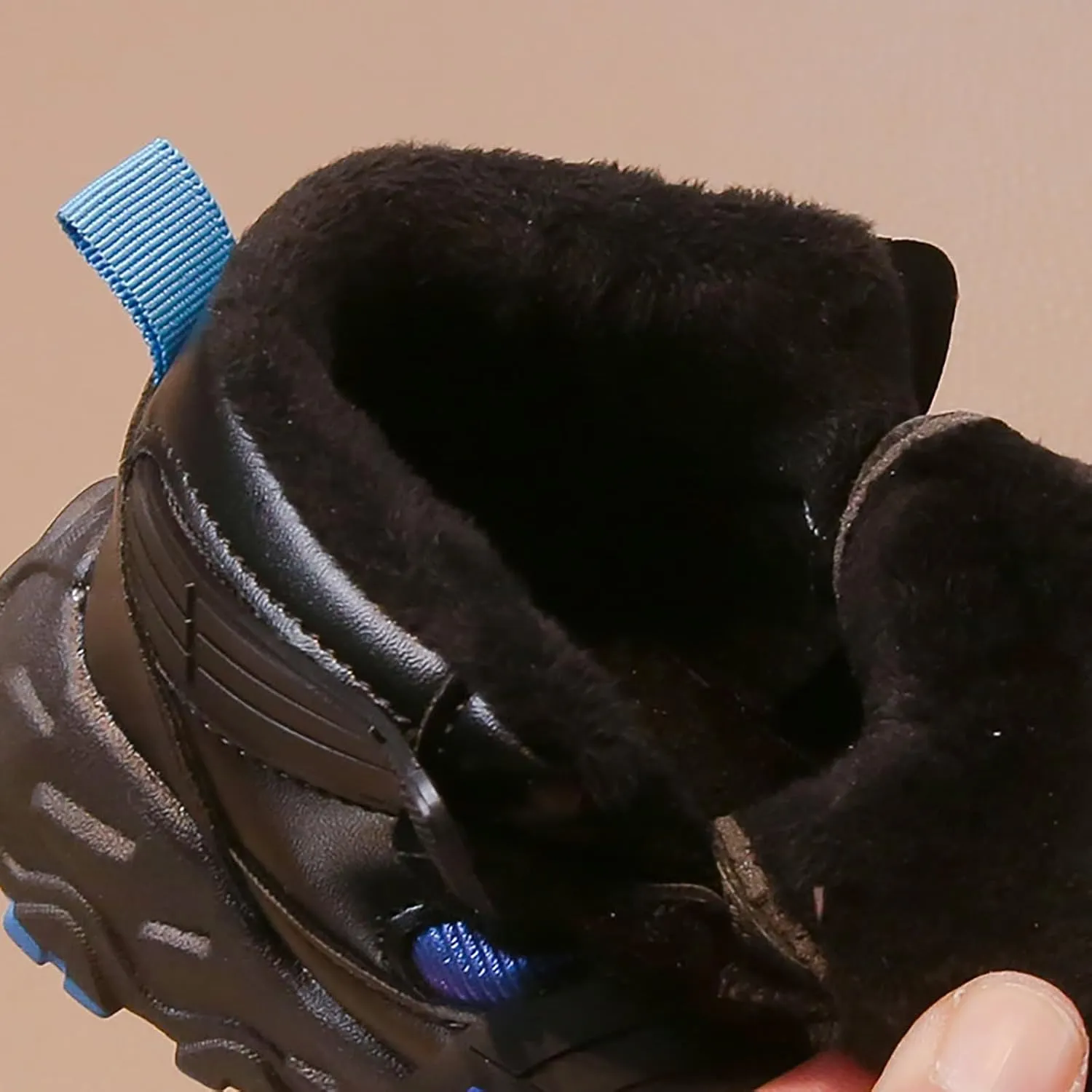 Kids Open Toe Snow Sport Shoes Boys Girls Fuzzy Lined Chunky Sole Sneakers Winter Outdoor Warm Comfy Booties Fashion