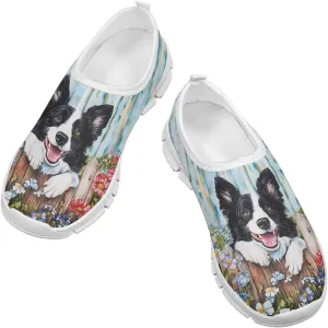 Kids Slip On Walking Shoes for Boys Girls Breathable Mesh Casual Shoes Loafers Non Slip Lightweight Comfort Sneakers Spring School Day White Sole Size 11-15