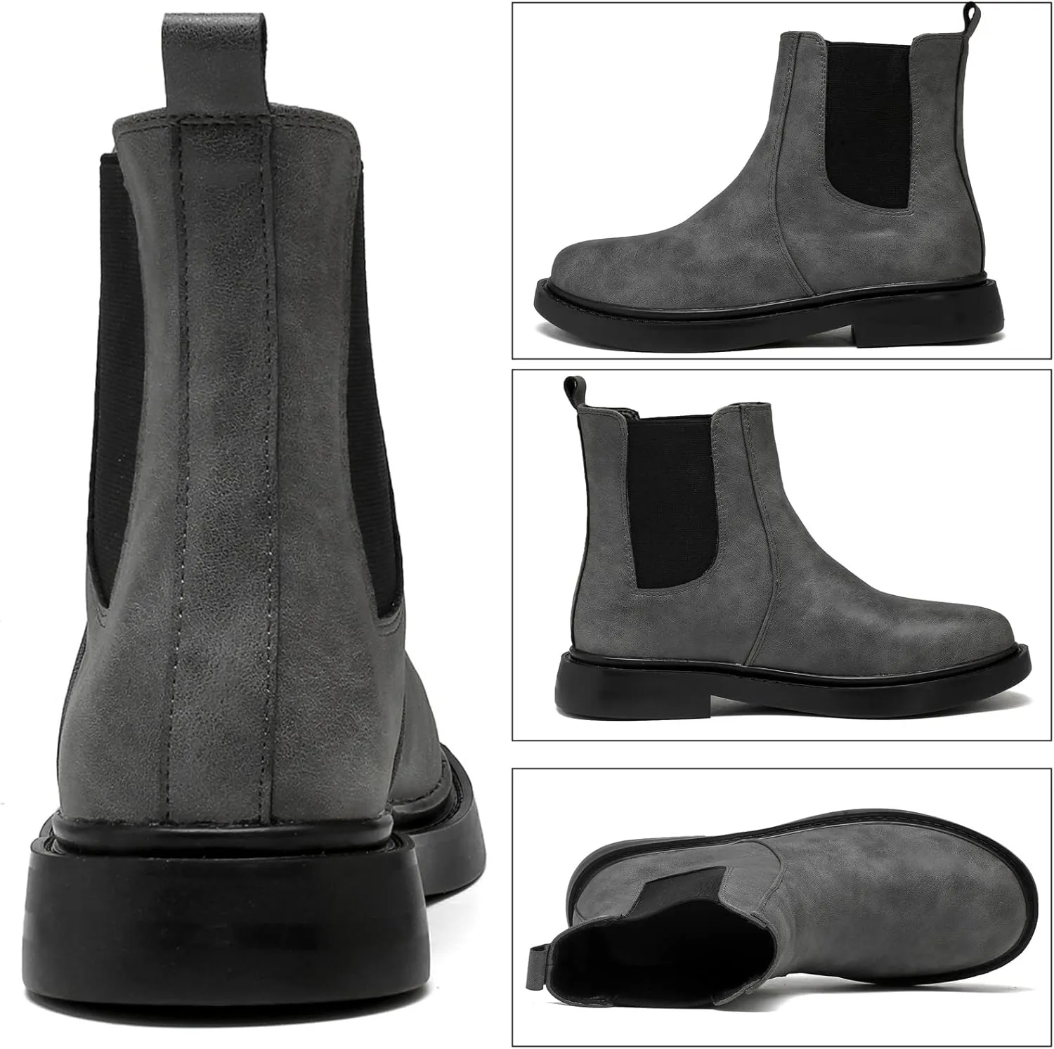 kkdom Women's Waterproof Low Heel Chelsea Bootie Double Elastic Gore Fashion Combat Ankle Boots