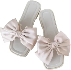 Korean Style elegance Bowknot Summer Sandals for women Non-Slip Soft Flat Casual Slip-On Shoes with Fashionable Design for Beach Vacation and Outdoor Outing