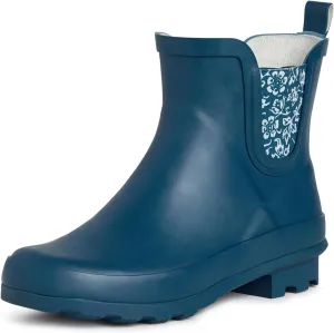 Laura Ashley Ladies ELASTIC Mid Cut Ankle Height Rubber Rain Boots