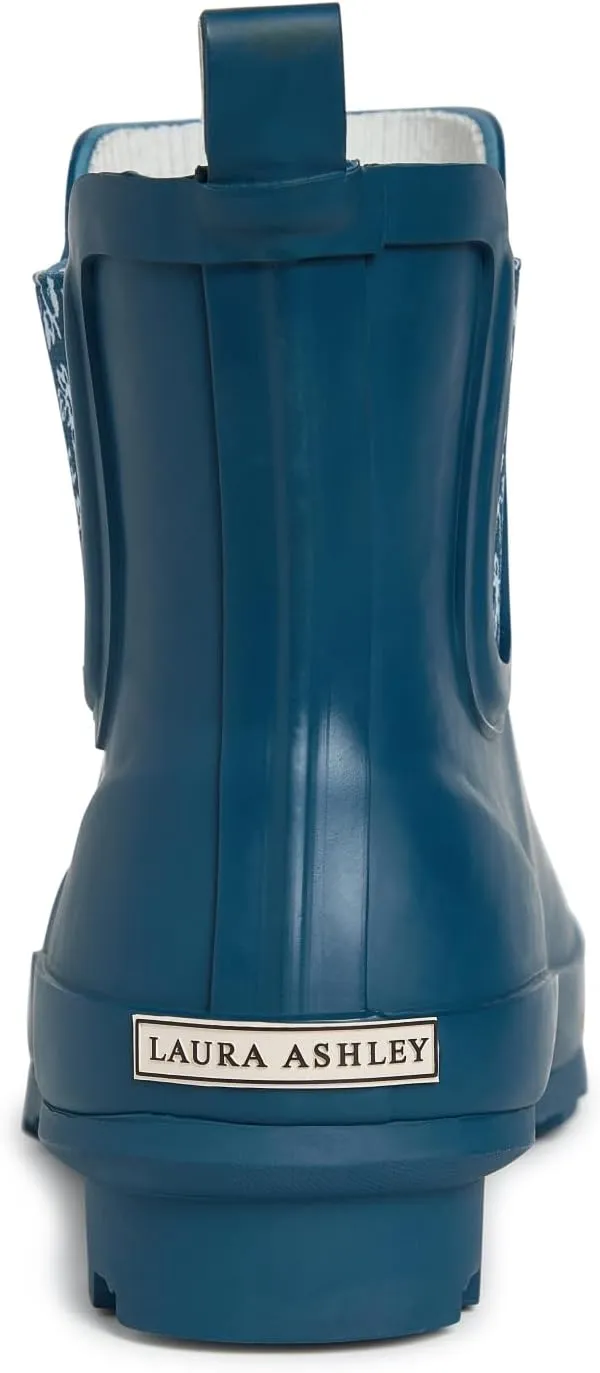 Laura Ashley Ladies ELASTIC Mid Cut Ankle Height Rubber Rain Boots