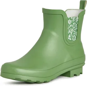Laura Ashley Ladies ELASTIC Mid Cut Ankle Height Rubber Rain Boots