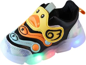 Leather Light Up 𝗖artoon Sneaker for Toddler Baby Boys Led First Walking Sport Shoes Outdoor Breathable Non Slip Shoes