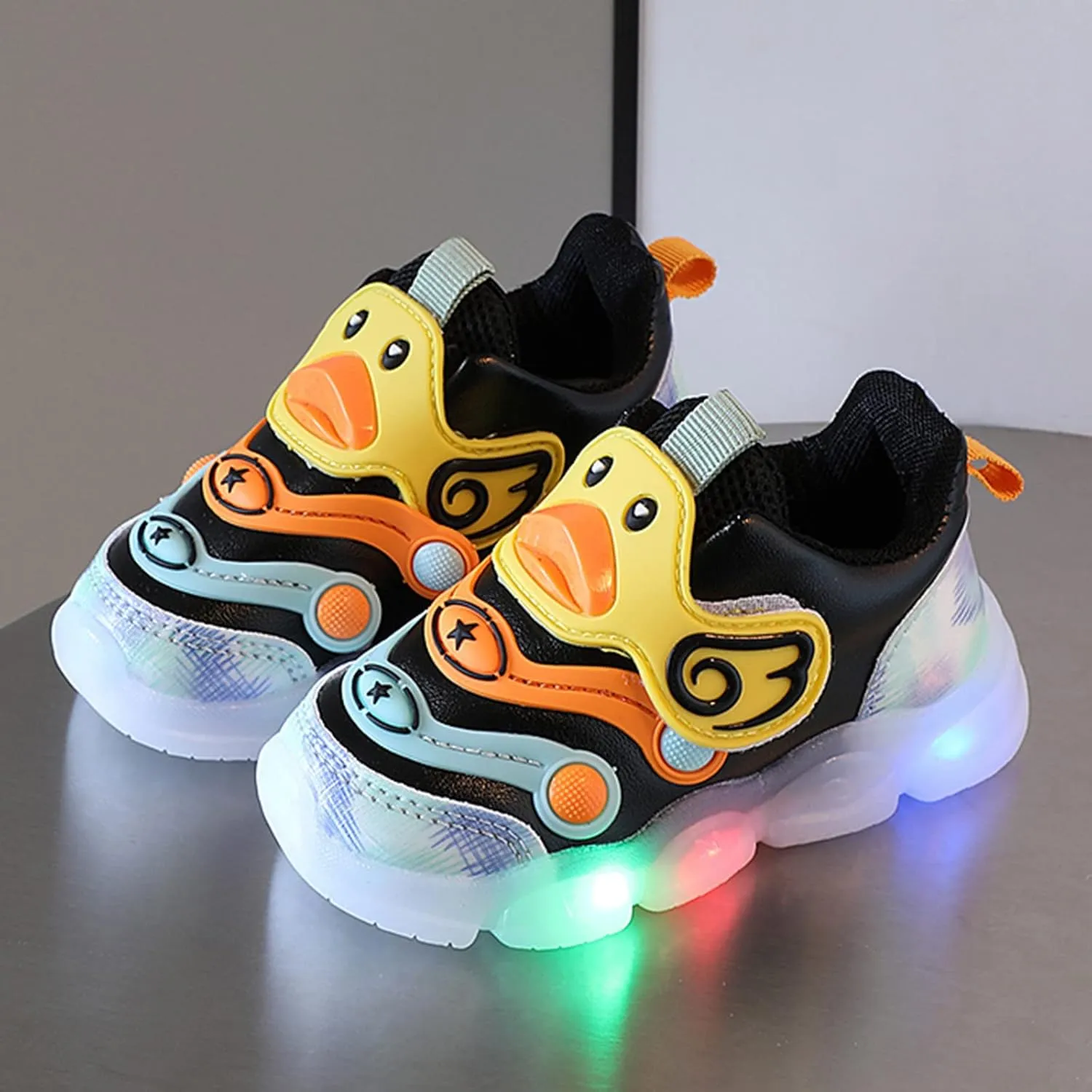 Leather Light Up 𝗖artoon Sneaker for Toddler Baby Boys Led First Walking Sport Shoes Outdoor Breathable Non Slip Shoes