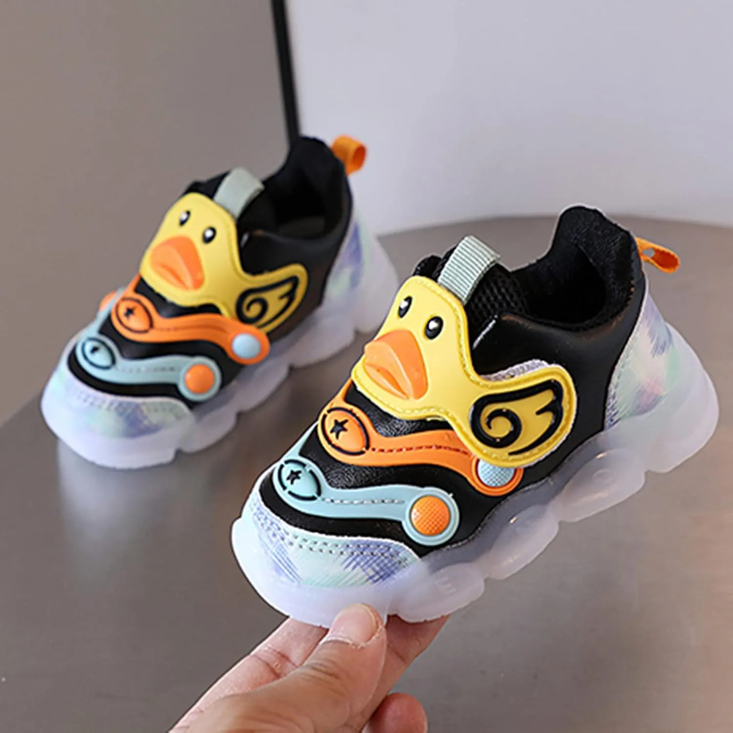 Leather Light Up 𝗖artoon Sneaker for Toddler Baby Boys Led First Walking Sport Shoes Outdoor Breathable Non Slip Shoes