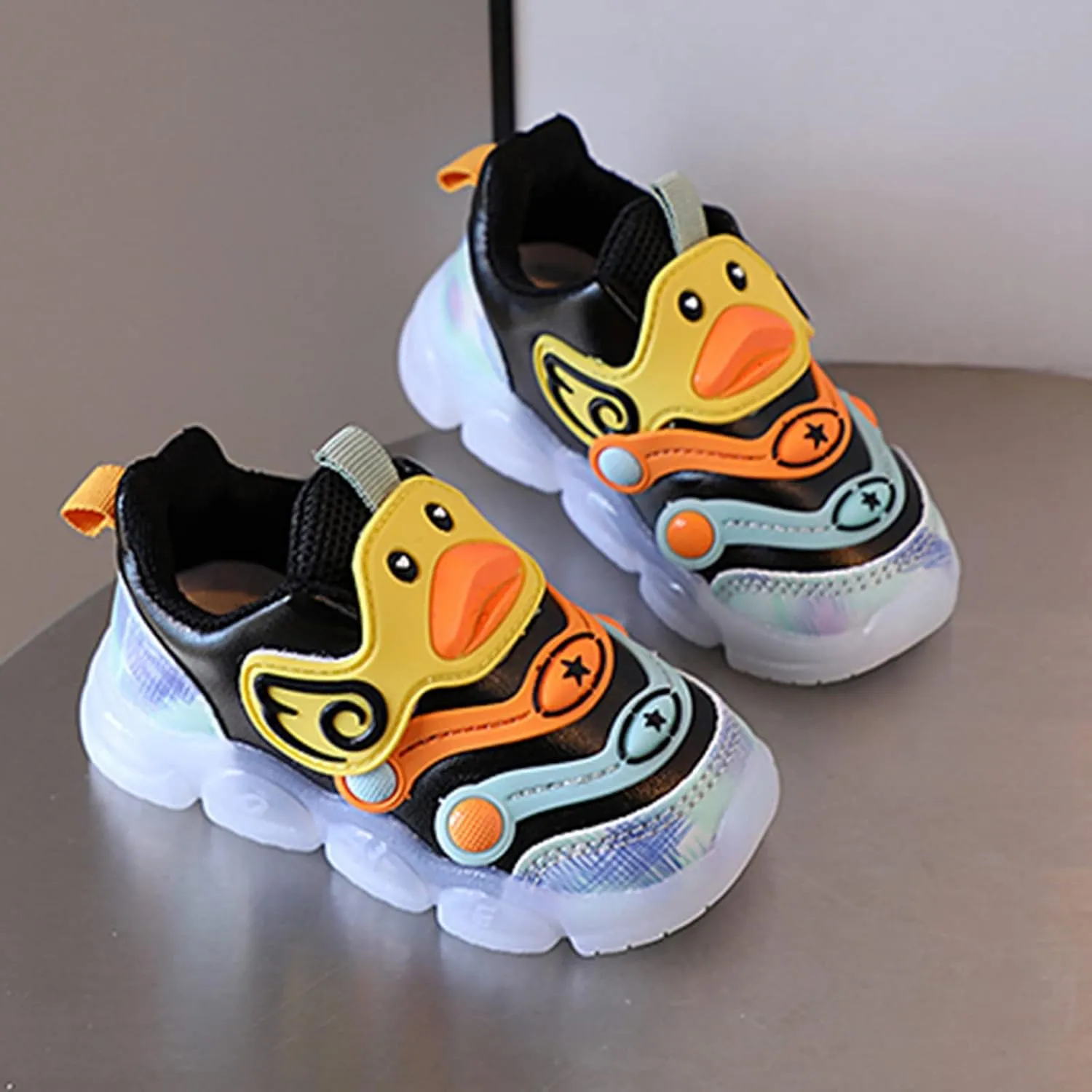 Leather Light Up 𝗖artoon Sneaker for Toddler Baby Boys Led First Walking Sport Shoes Outdoor Breathable Non Slip Shoes