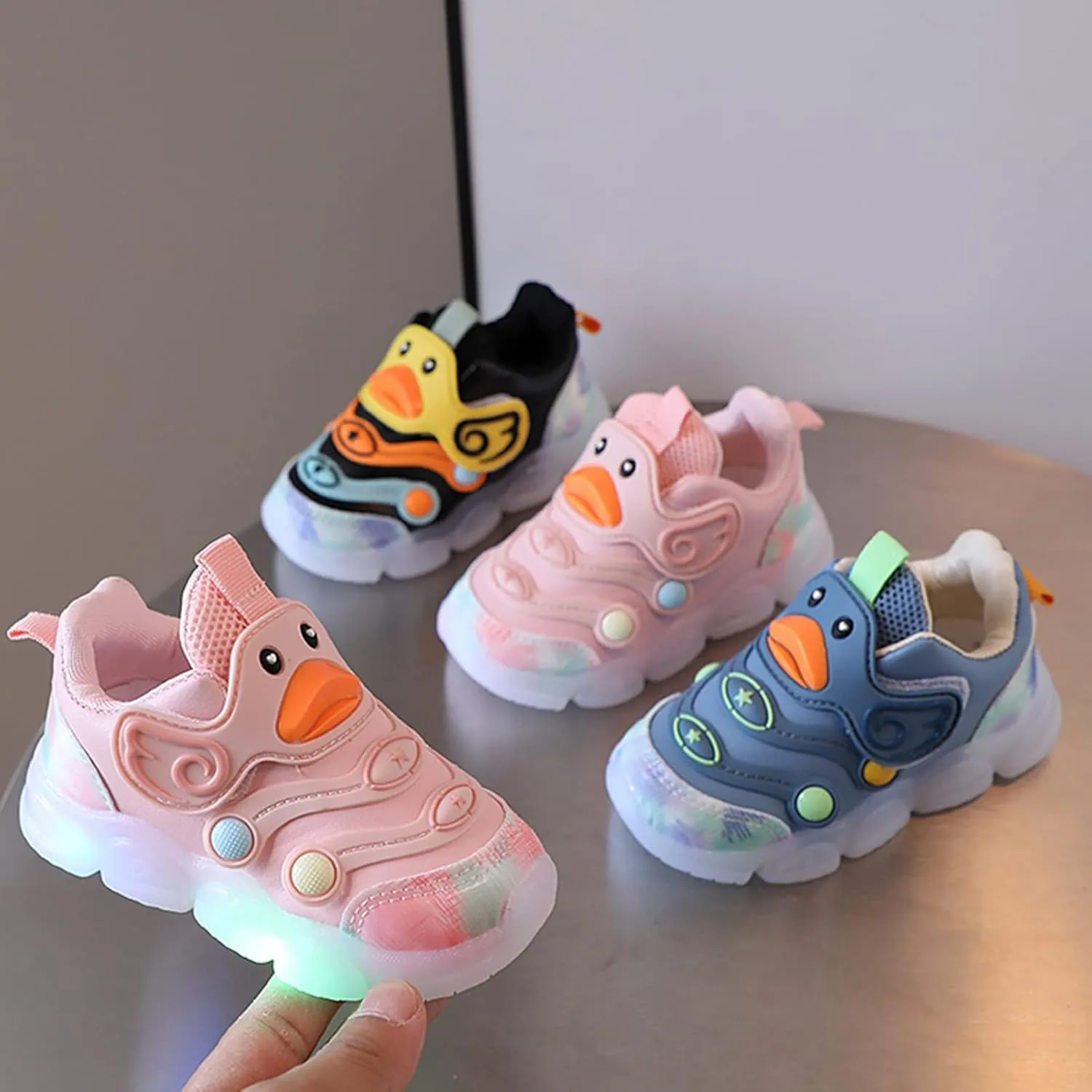 Leather Light Up 𝗖artoon Sneaker for Toddler Baby Boys Led First Walking Sport Shoes Outdoor Breathable Non Slip Shoes