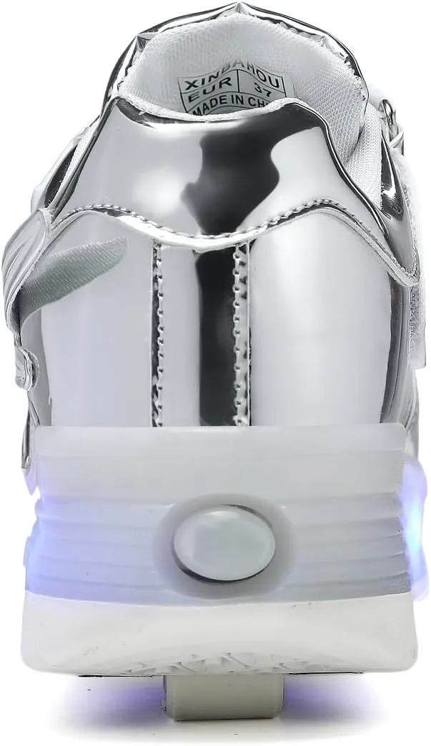 LED Roller Skate Shoes for Kids Boys Girls Light Up Roller Sneakers with Detachable Wheels Rechargeable Flashing Wheeled Shoes