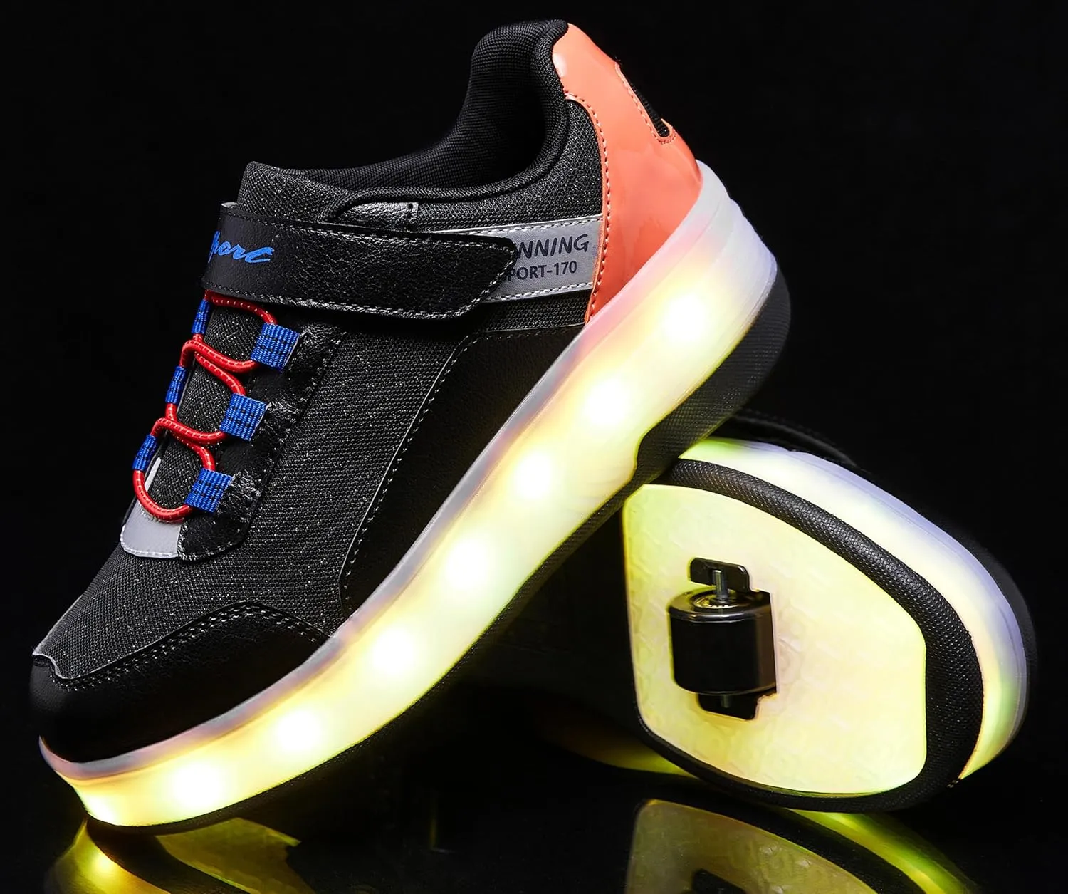 LED Roller Skates Shoes 4 Wheel Skating for Kids 5-15 Years -12 Light Modes Boys Girls Light Up Sneakers for Birthday