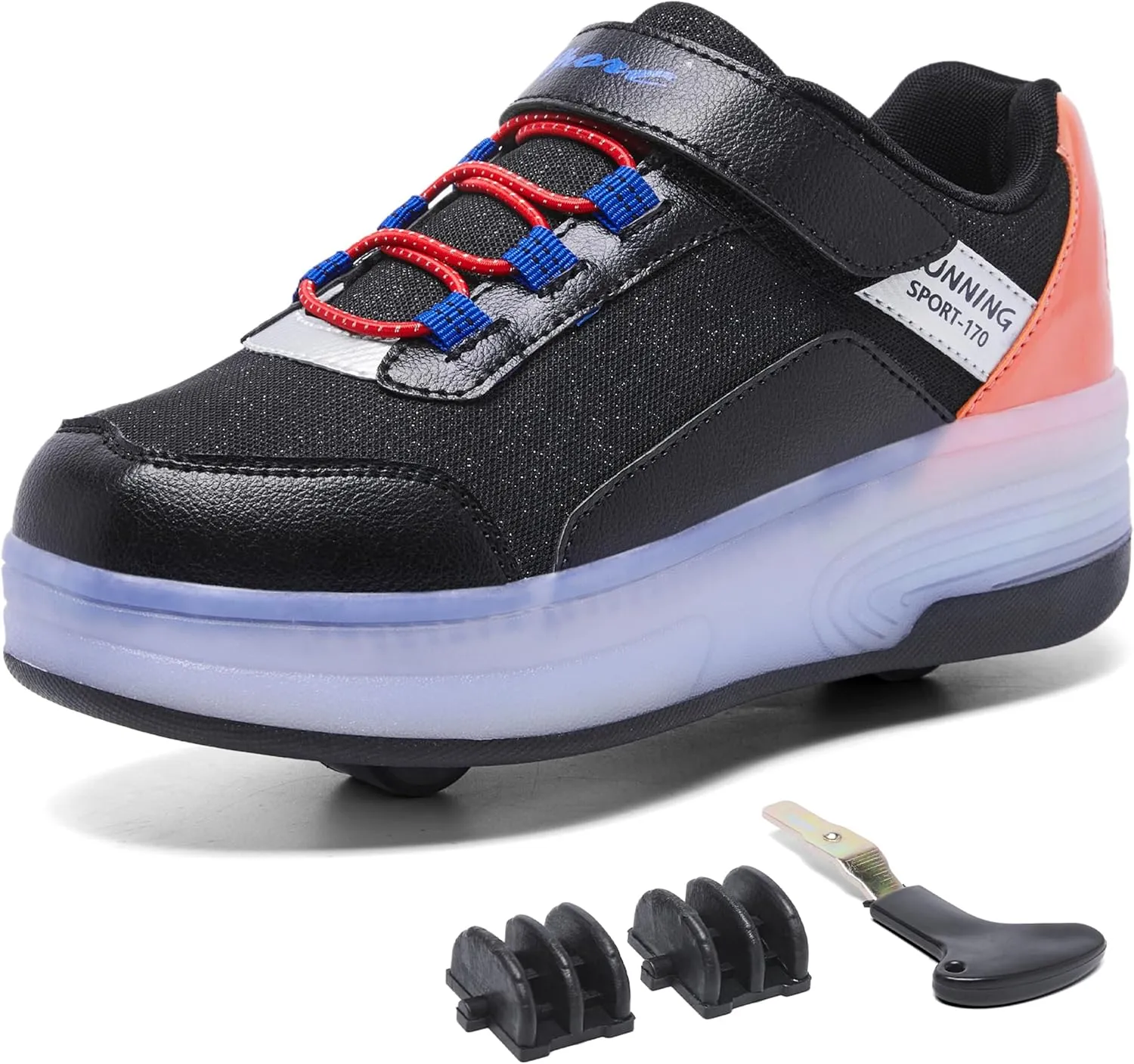 LED Roller Skates Shoes 4 Wheel Skating for Kids 5-15 Years -12 Light Modes Boys Girls Light Up Sneakers for Birthday