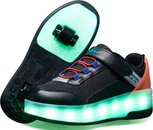 LED Roller Skates Shoes 4 Wheel Skating for Kids 5-15 Years -12 Light Modes Boys Girls Light Up Sneakers for Birthday