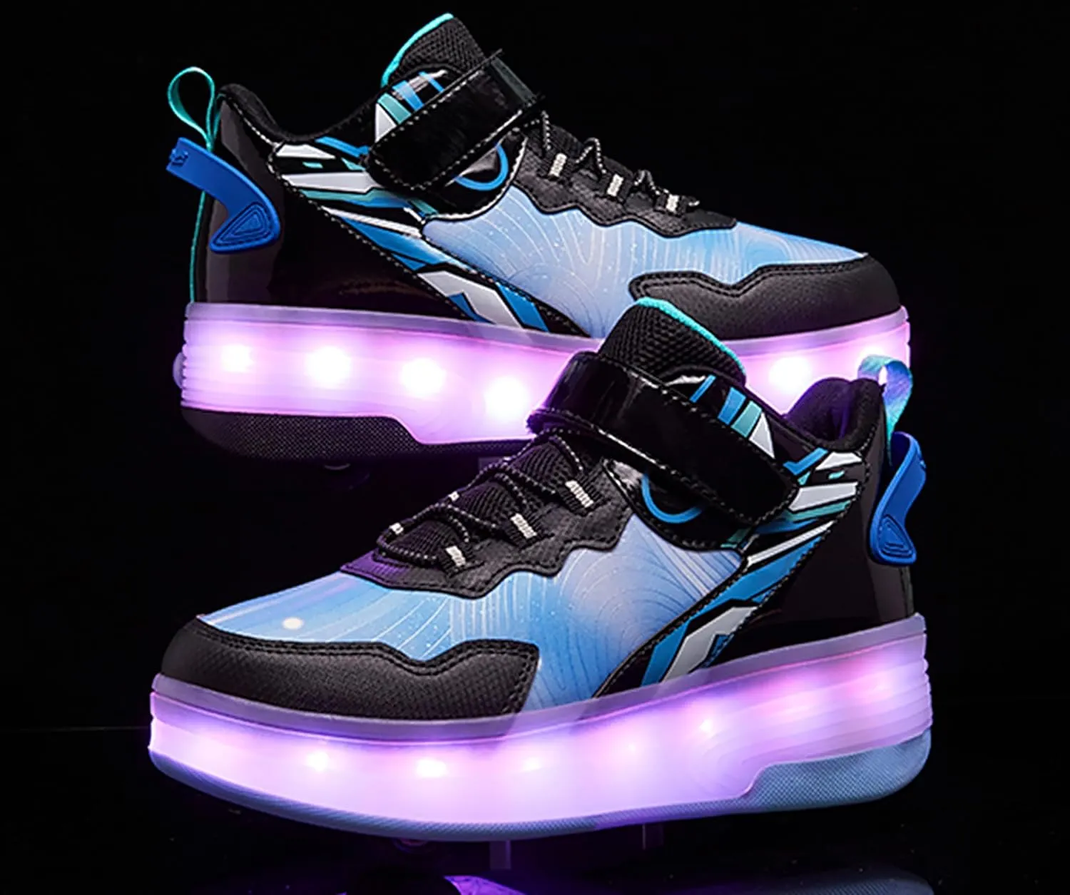 LED Roller Skates Shoes 4 Wheel Skating for Kids 5-15 Years -12 Light Modes Boys Girls Light Up Sneakers for Birthday
