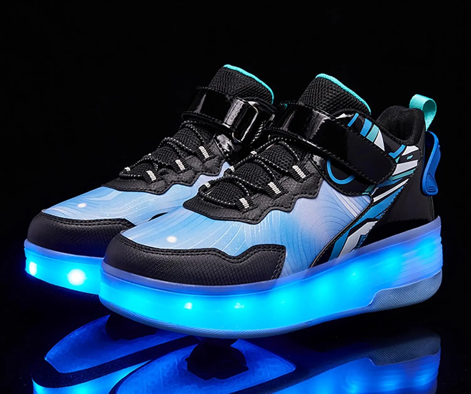 LED Roller Skates Shoes 4 Wheel Skating for Kids 5-15 Years -12 Light Modes Boys Girls Light Up Sneakers for Birthday