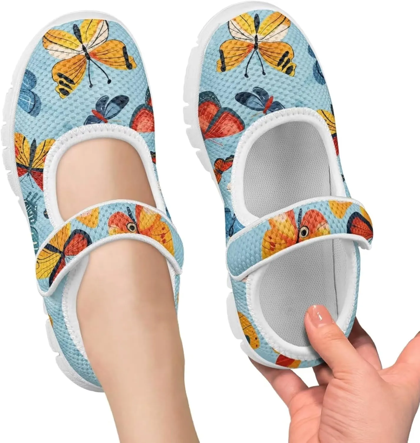 Little Girl Butterfly Mary Jane Shoes for Girls Ballet Flats Princess Costume Dance Strap Shoes