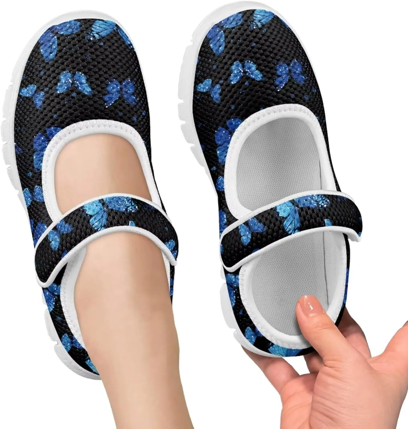 Little Girl Butterfly Mary Jane Shoes for Girls Ballet Flats Princess Costume Dance Strap Shoes