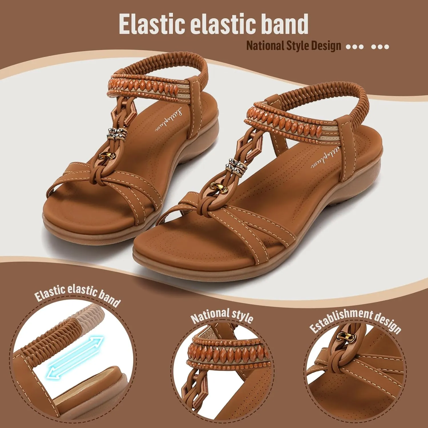 Littleplum Womens Sandals Comfort Arch Support Sandals Summer Walking Shoes Casual Ankle Elastic Flip Flops Shoes