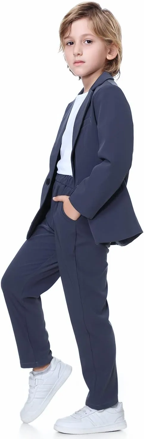 LOLANTA Boys Casual Suits Wedding Outfits Kids 2 Piece Gentleman Blazer and Pants Set Dresswear