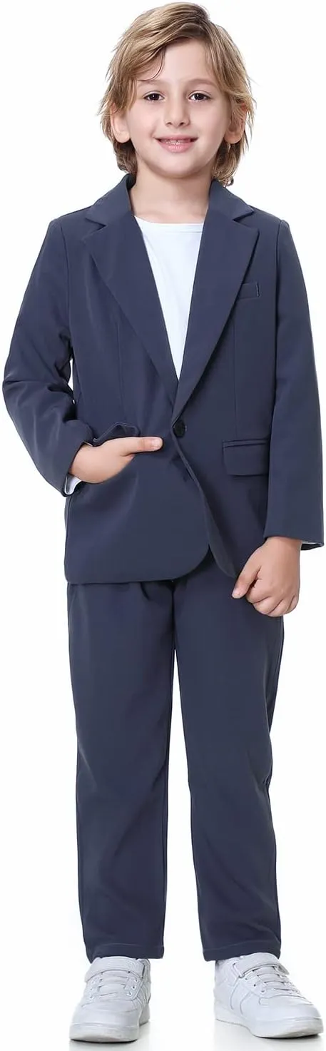 LOLANTA Boys Casual Suits Wedding Outfits Kids 2 Piece Gentleman Blazer and Pants Set Dresswear