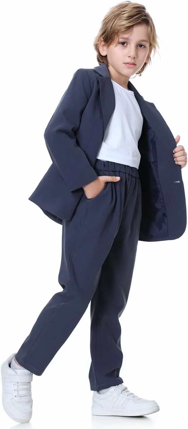 LOLANTA Boys Casual Suits Wedding Outfits Kids 2 Piece Gentleman Blazer and Pants Set Dresswear