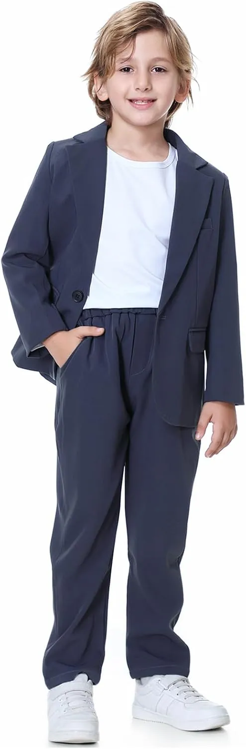 LOLANTA Boys Casual Suits Wedding Outfits Kids 2 Piece Gentleman Blazer and Pants Set Dresswear