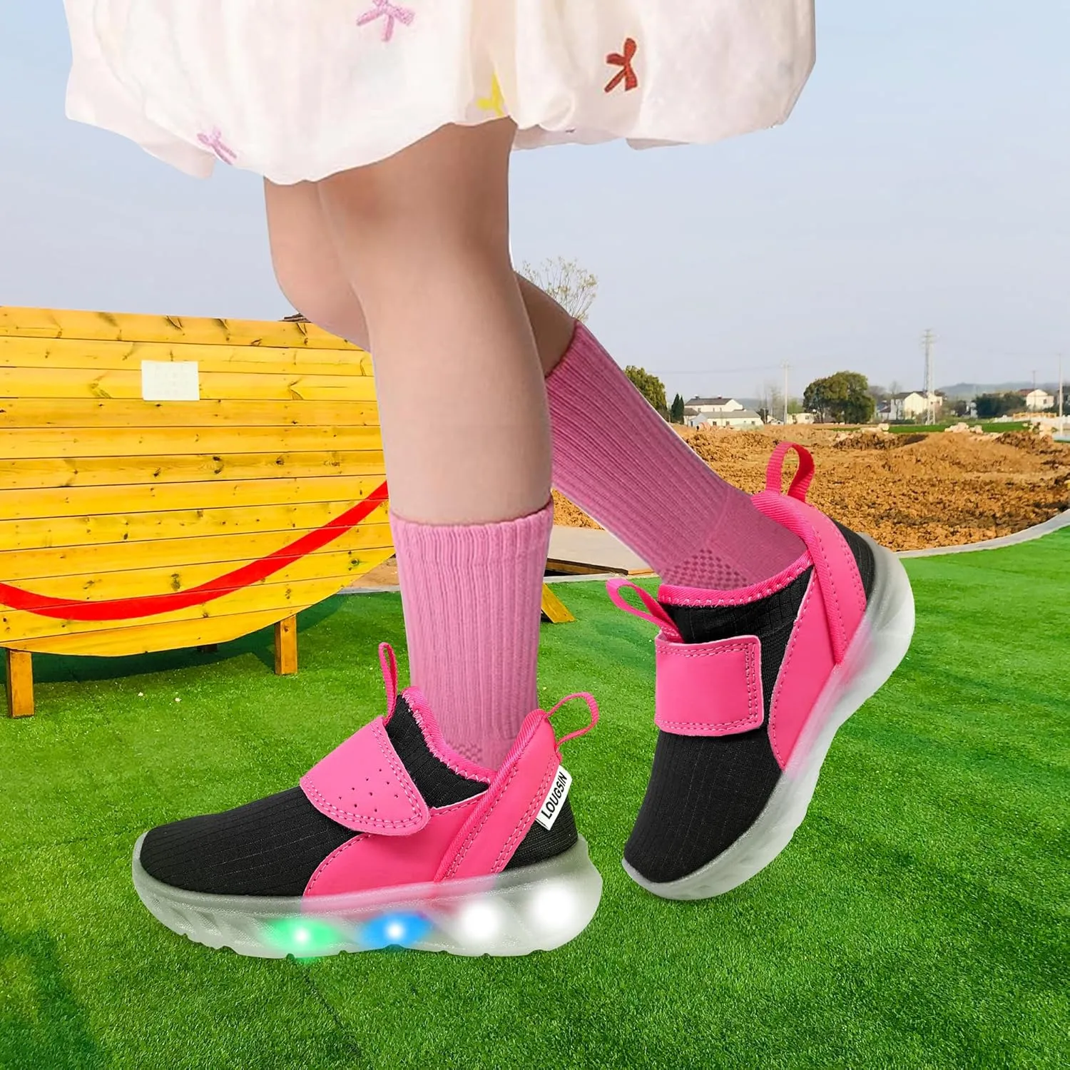 LOUGSIN Boys Girls Light Up Shoes Lightweight Breathable Comfort Tennis Zyteo Walking Running Sneakers for Toddler Little Kids