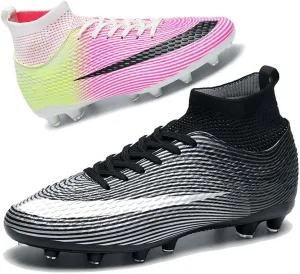 MEBAMY Men's Soccer Shoes Cleats Professional High-Top Breathable Athletic Football Boots Outdoor/Indoor Professional Futsal Football Training Sneakers